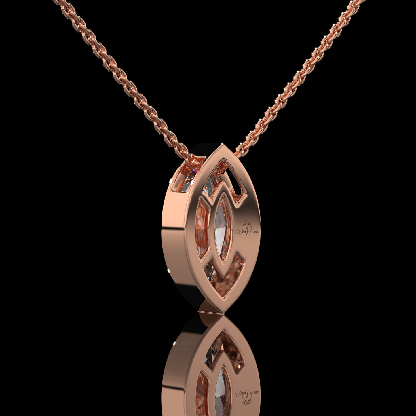 Marquise Cut Bezel Set Lab Diamond Pendant Necklace