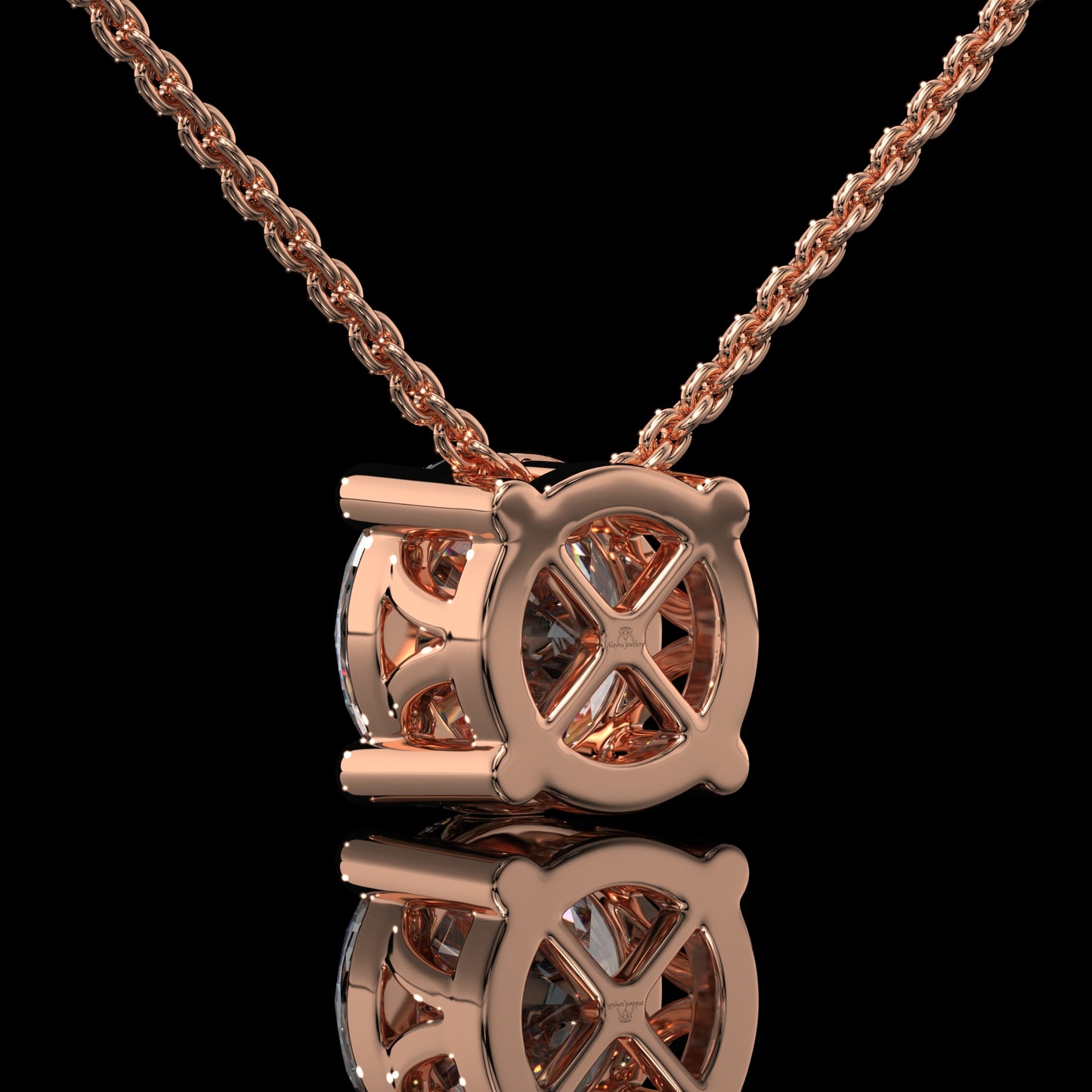 Round Cut Lab Diamond Solitaire Pendant Necklace in Yellow Gold