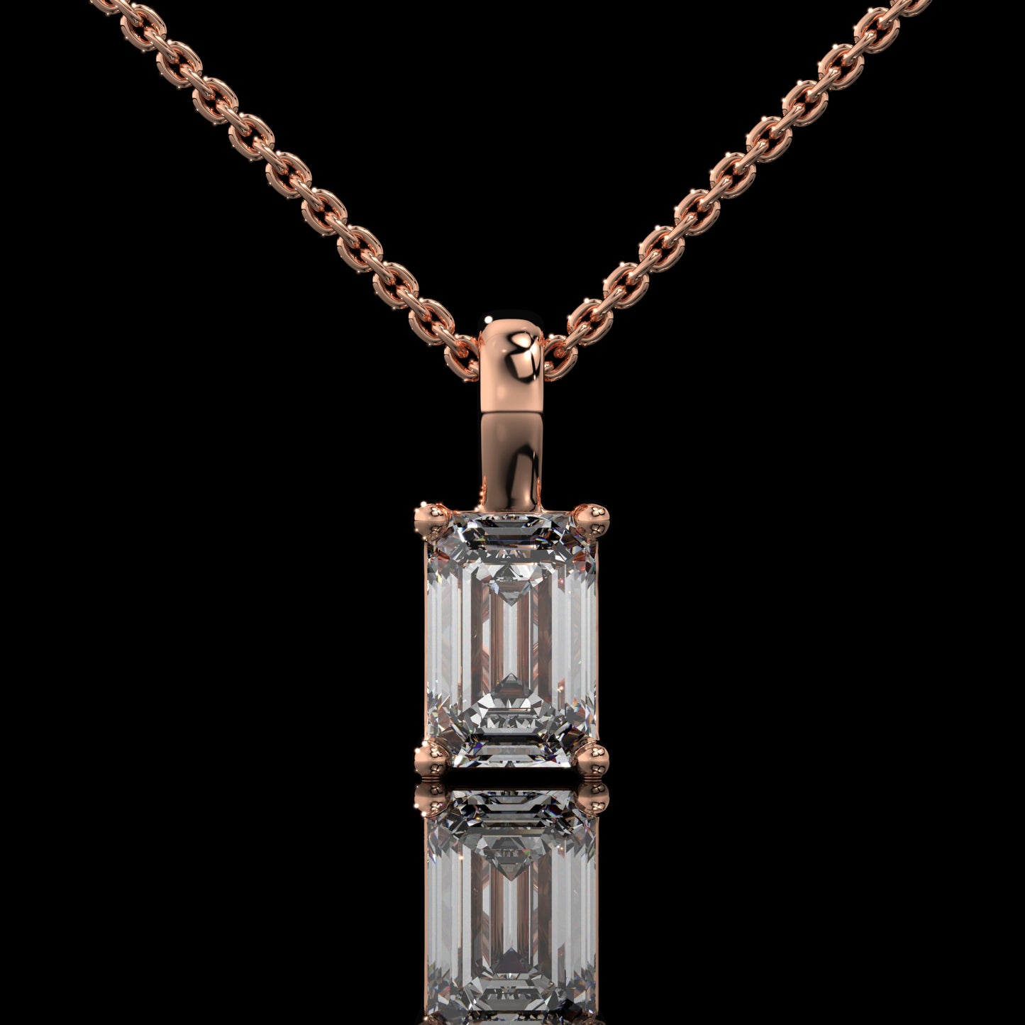 Emerald Cut Lab Diamond Solitaire Pendant Necklace