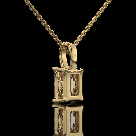 Emerald Cut Lab Diamond Solitaire Pendant Necklace