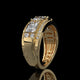 Princess Cut Lab Diamond Wide Cigar Band with Round Halo