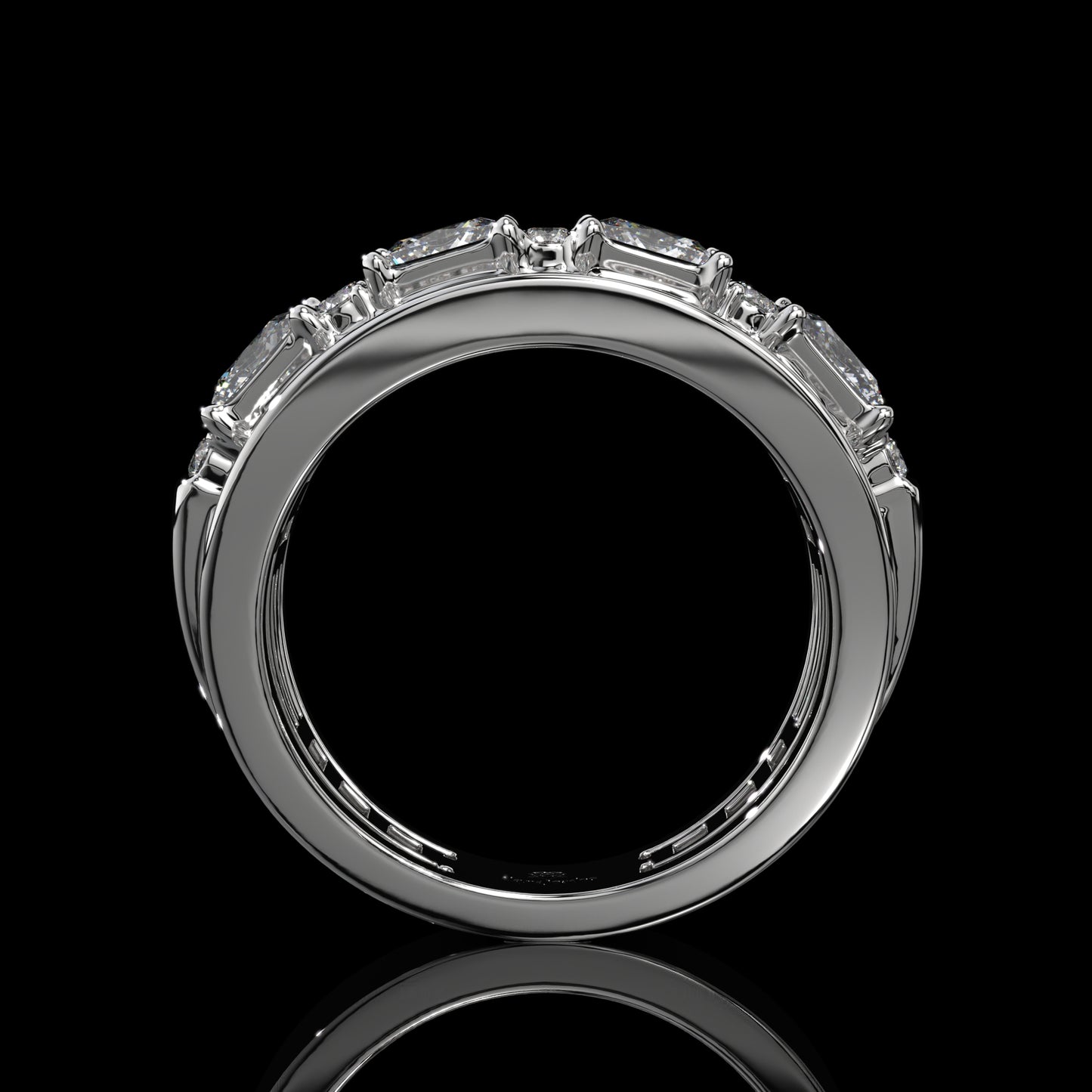 Princess Cut Lab Diamond Wide Cigar Band with Round Halo