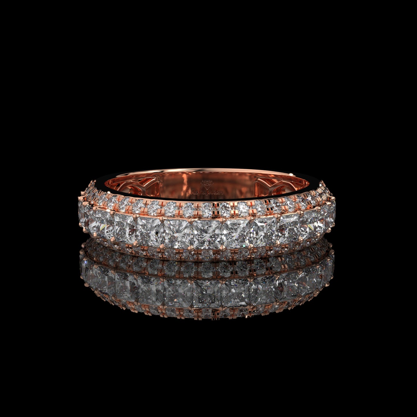 Princess Cut Lab Diamond Band with Pavé Accent Row