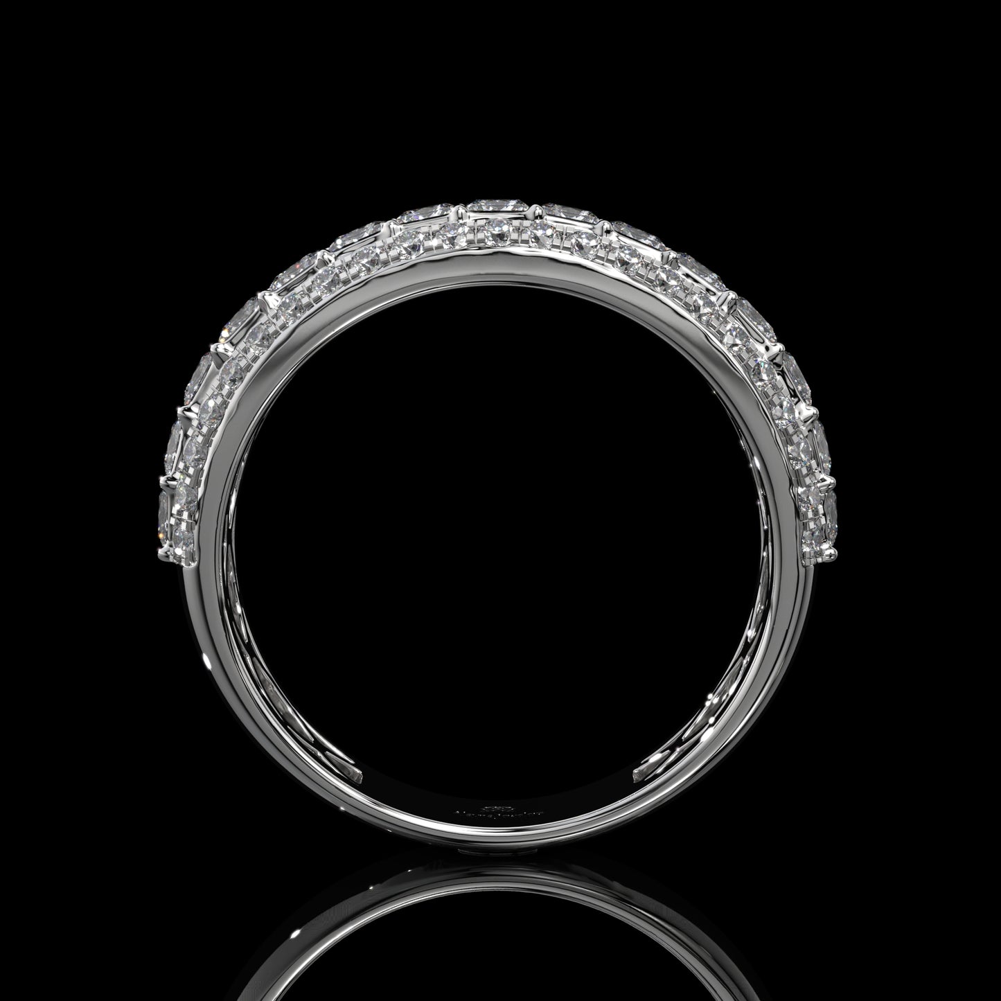 Princess Cut Lab Diamond Band with Pavé Accent Row