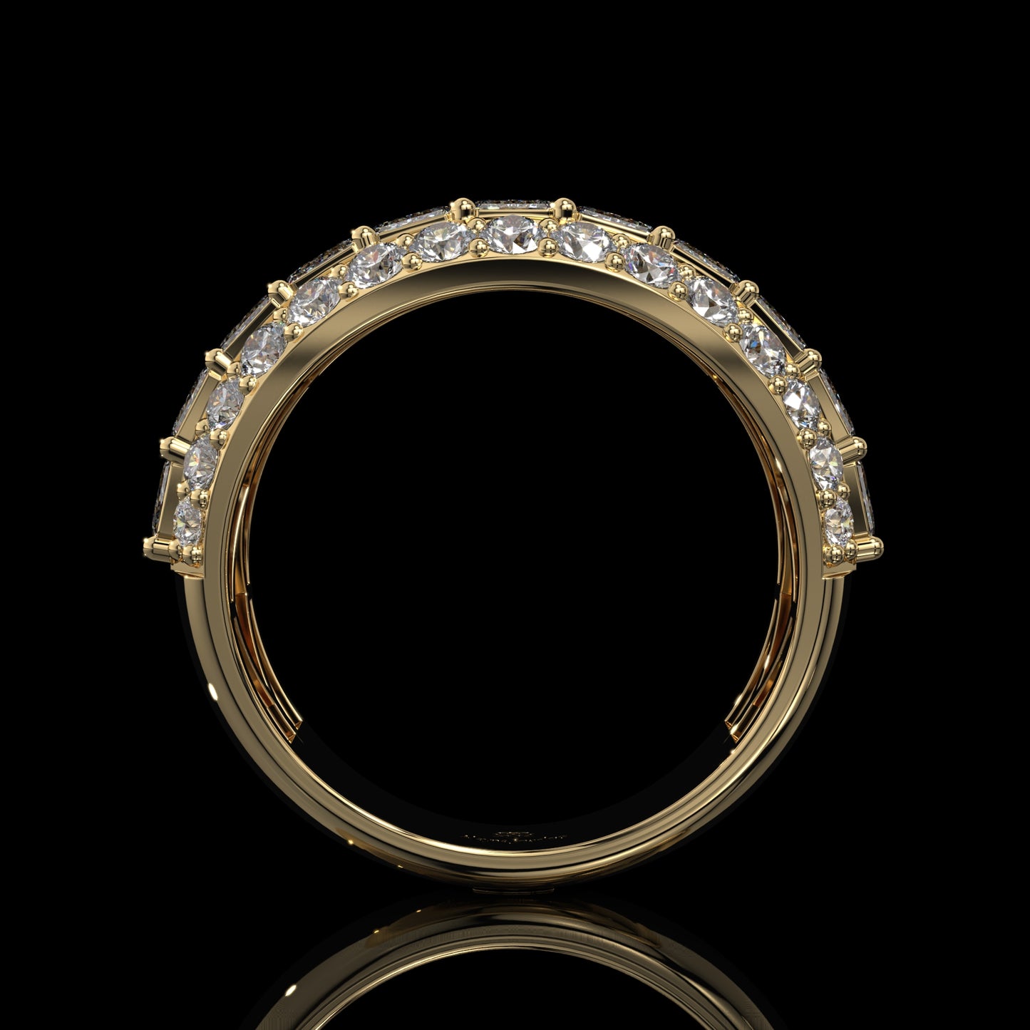 Emerald & Oval Lab Diamond Wide Band with Hidden Pavé Gallery