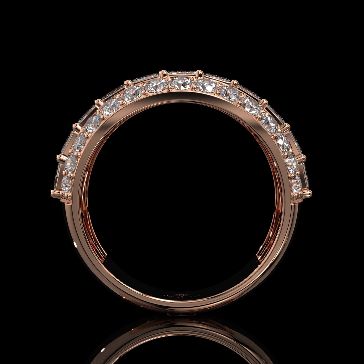 Emerald & Oval Lab Diamond Wide Band with Hidden Pavé Gallery