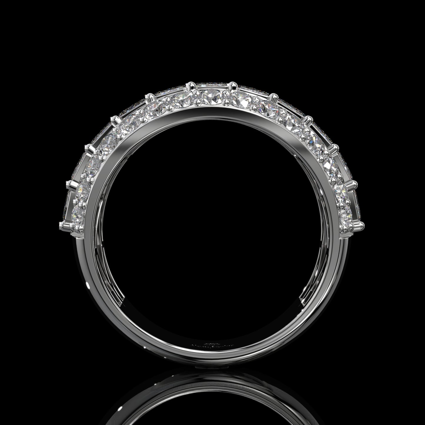 Emerald & Oval Lab Diamond Wide Band with Hidden Pavé Gallery