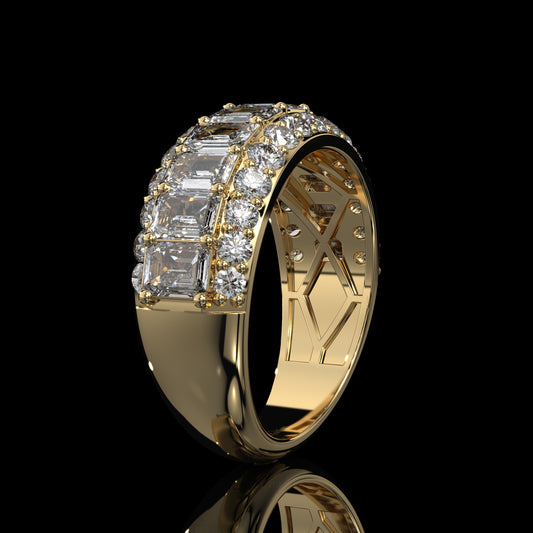 Emerald & Oval Lab Diamond Wide Band with Hidden Pavé Gallery