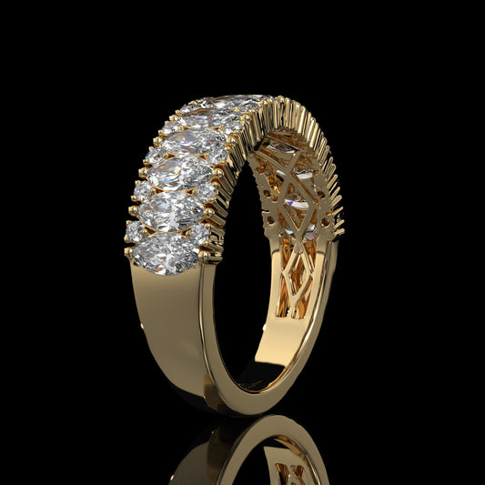 Marquise Cut Lab Diamond Band with Pavé Accents
