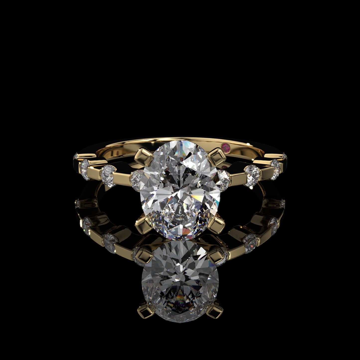 Oval Lab Diamond Engagement Ring with Shared Prong Band