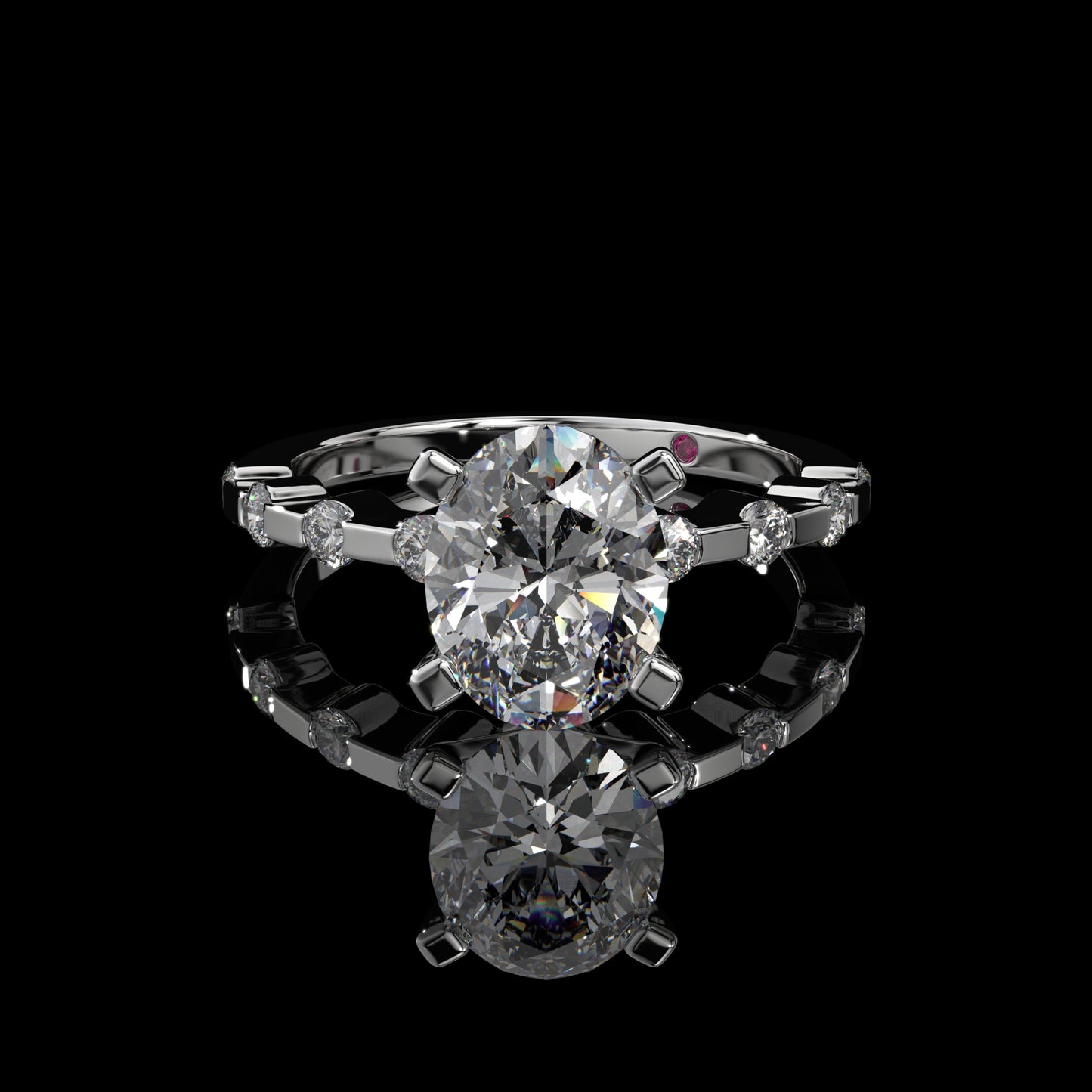 Oval Lab Diamond Engagement Ring with Shared Prong Band