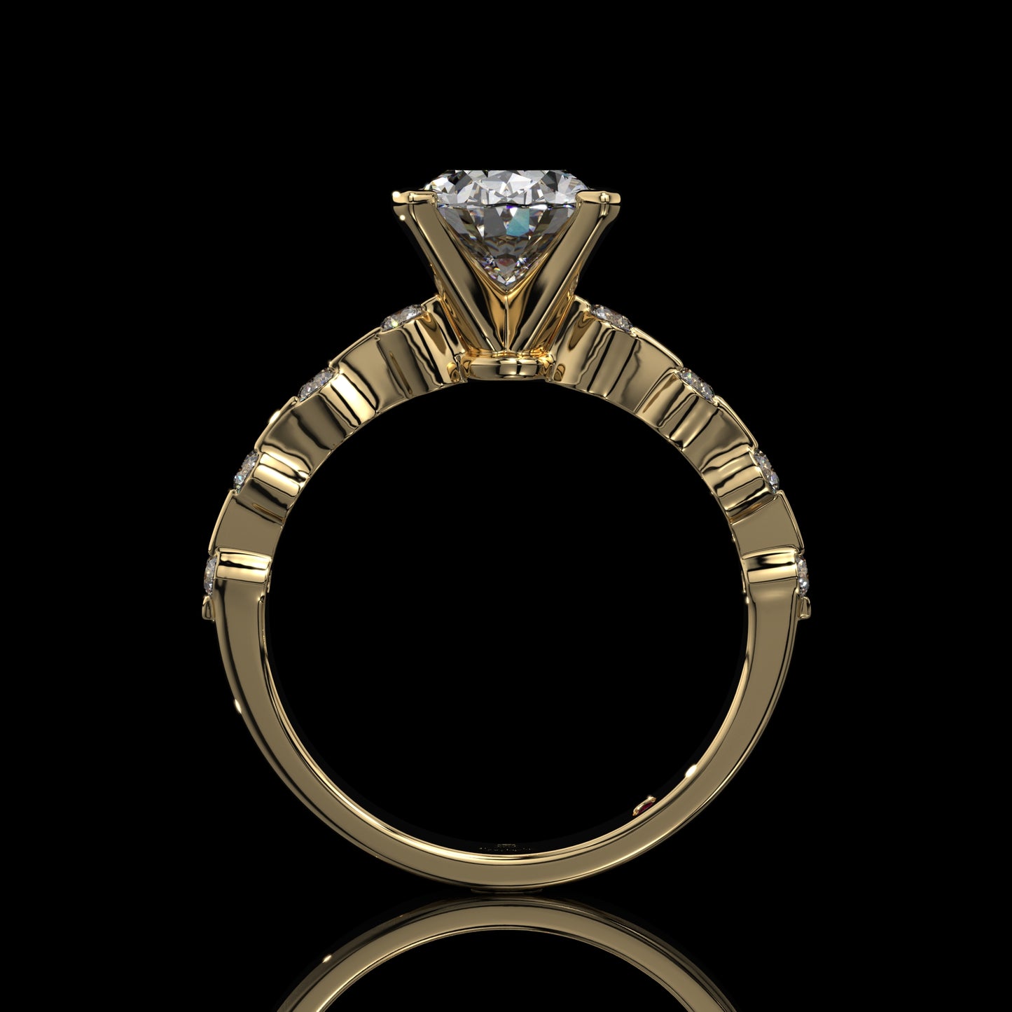 Oval Lab Diamond Engagement Ring with Shared Prong Band