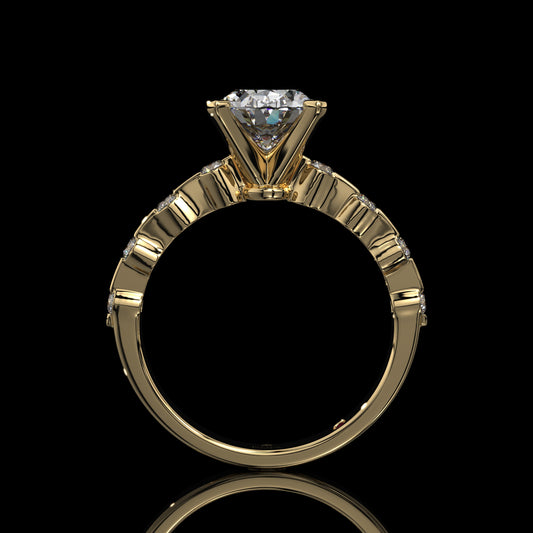 Oval Lab Diamond Engagement Ring with Shared Prong Band