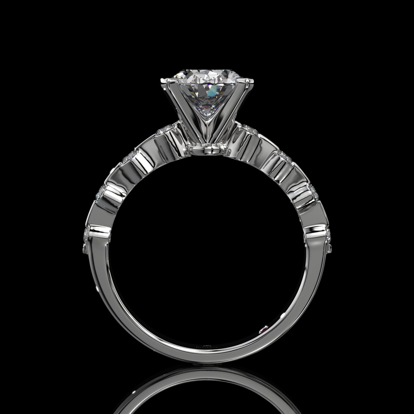 Oval Lab Diamond Engagement Ring with Shared Prong Band