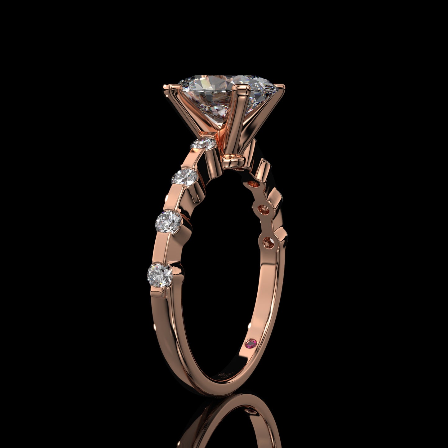 Oval Lab Diamond Engagement Ring with Shared Prong Band