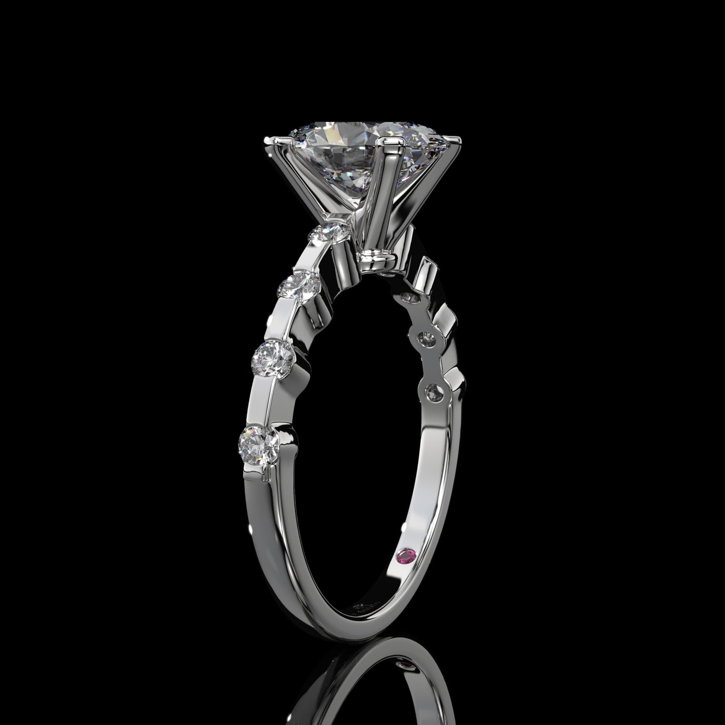 Oval Lab Diamond Engagement Ring with Shared Prong Band