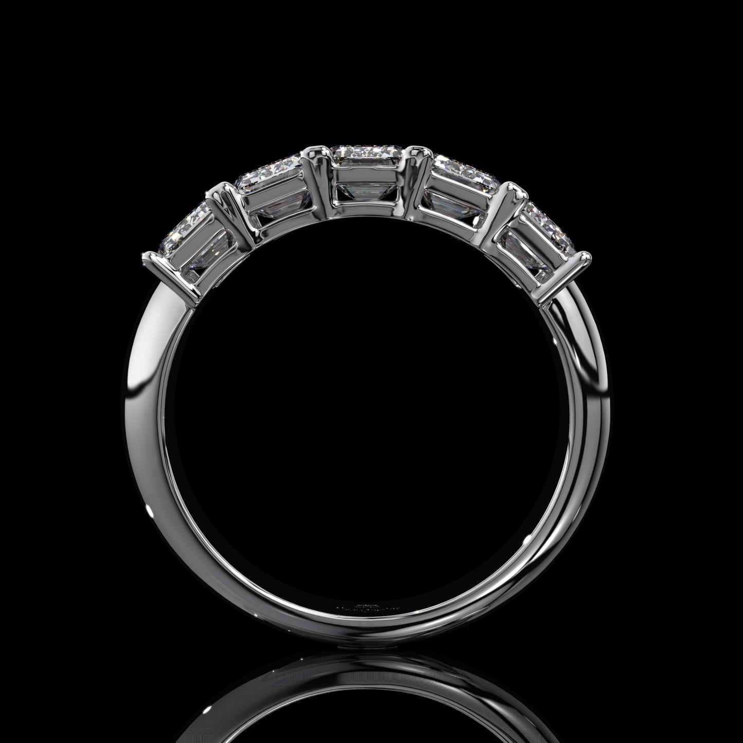 5 Stone Emerald Cut Lab Diamond Band – Sculpted Gold Design