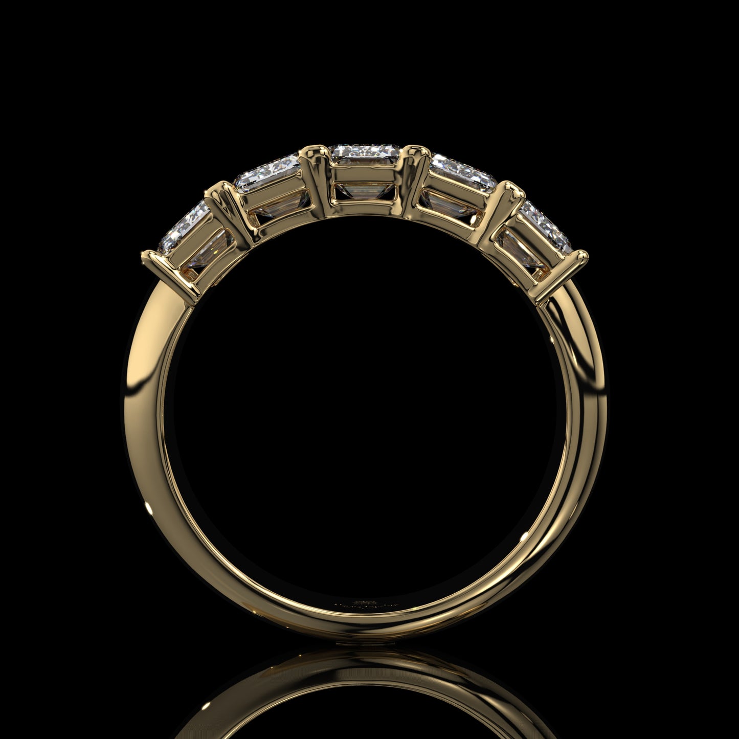 5 Stone Emerald Cut Lab Diamond Band – Sculpted Gold Design