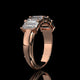 5 Stone Emerald Cut Lab Diamond Band – Sculpted Gold Design