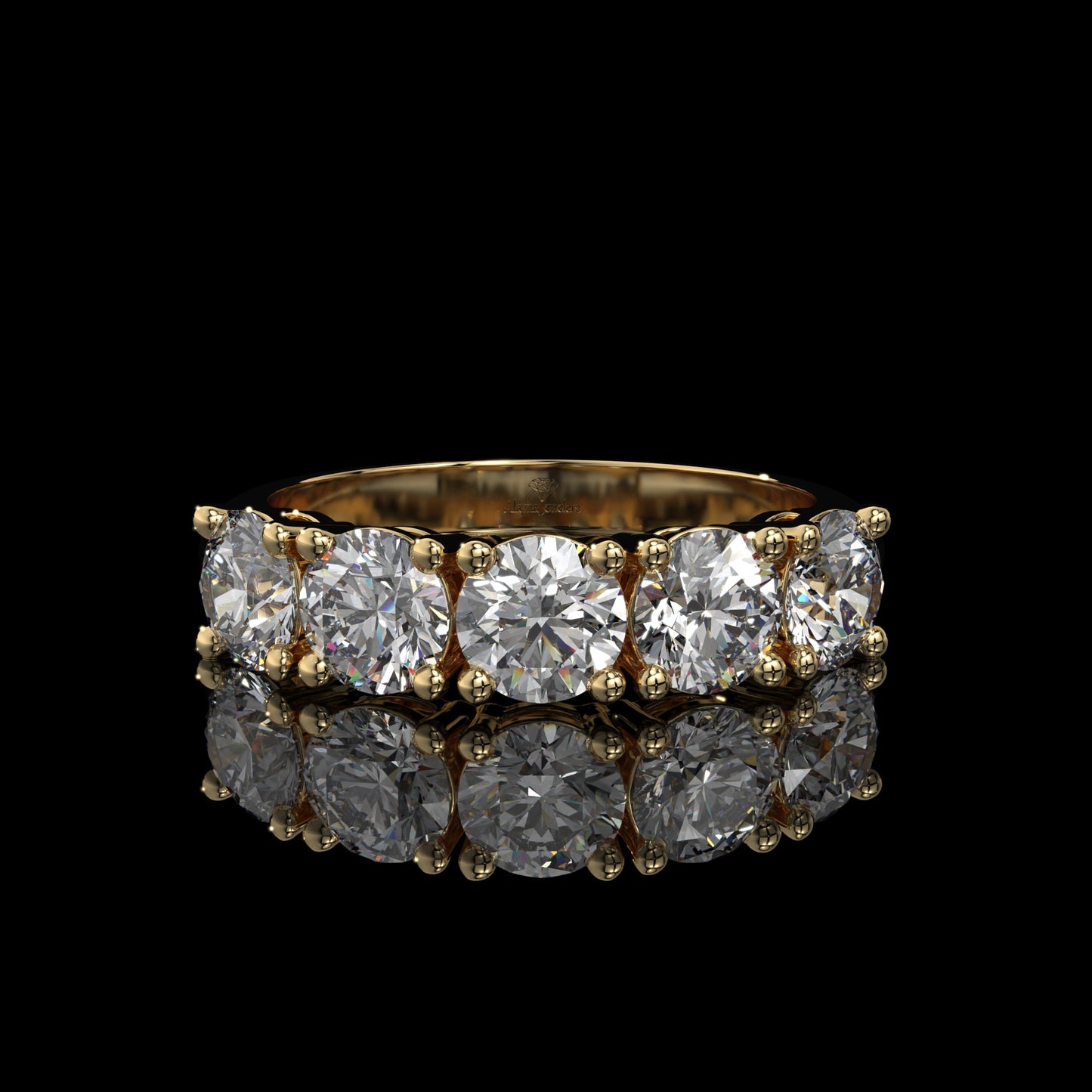 5 Stone Round Lab Diamond Band – Classic Gold Design