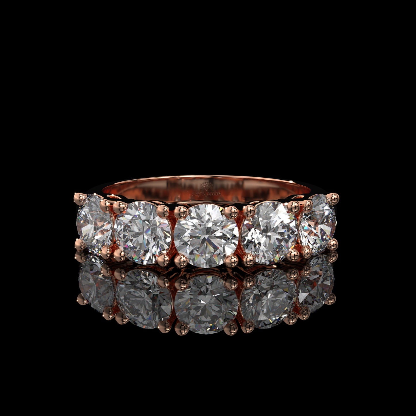 5 Stone Round Lab Diamond Band – Classic Gold Design