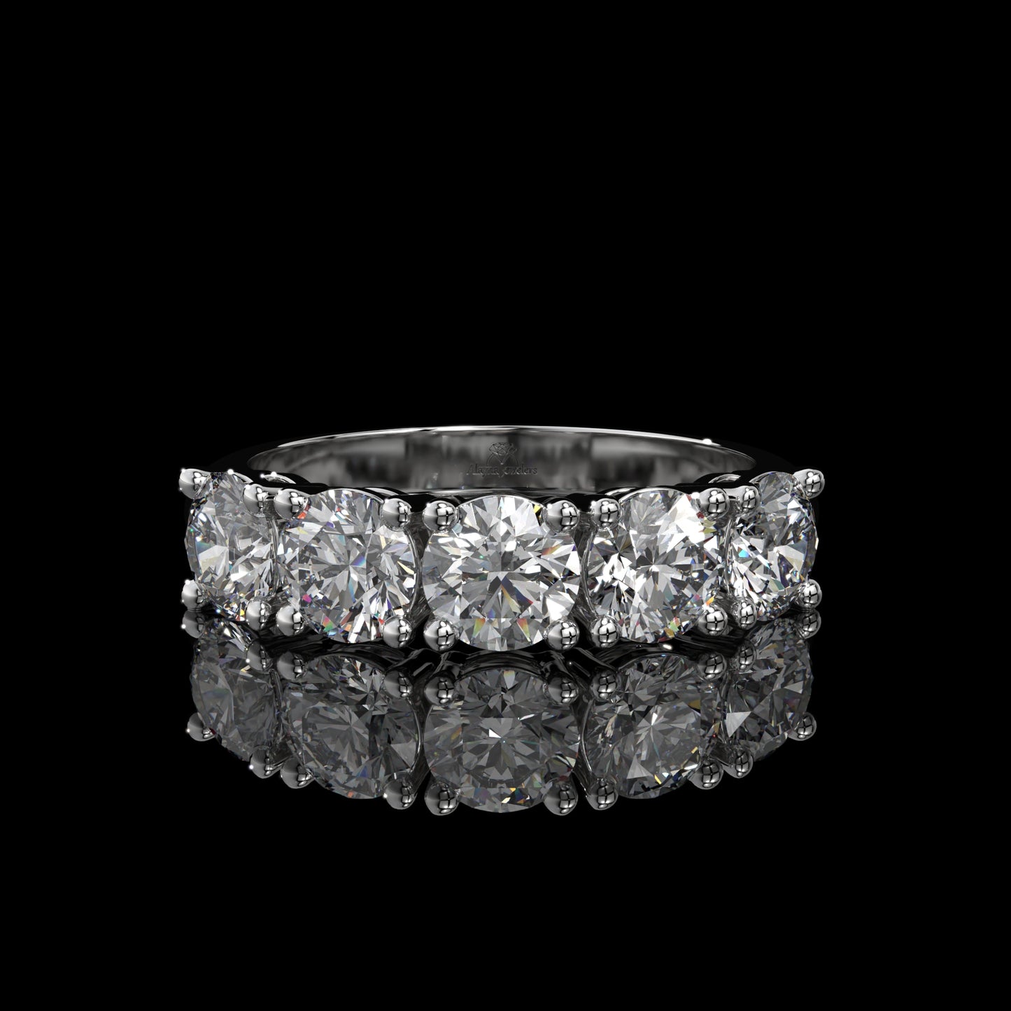 5 Stone Round Lab Diamond Band – Classic Gold Design