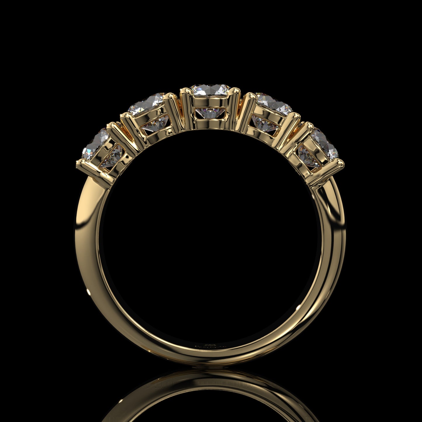 5 Stone Round Lab Diamond Band – Classic Gold Design