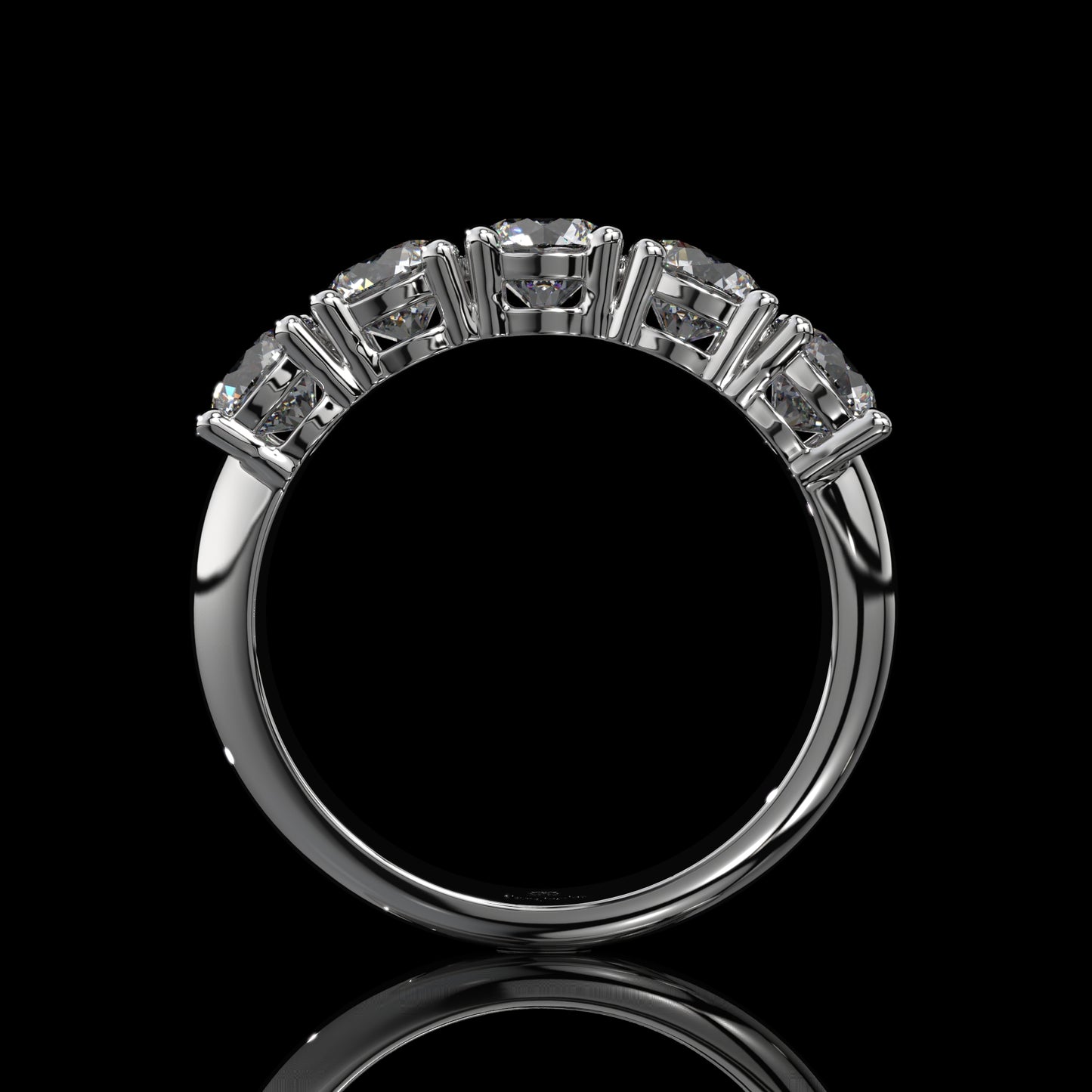 5 Stone Round Lab Diamond Band – Classic Gold Design
