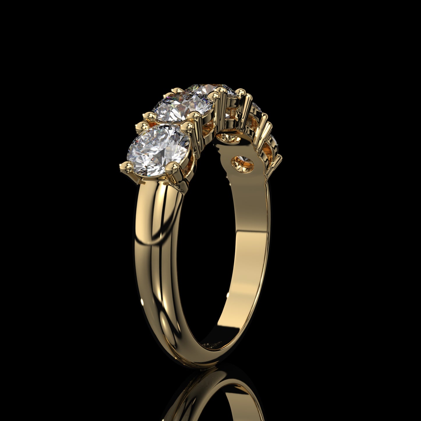 5 Stone Round Lab Diamond Band – Classic Gold Design