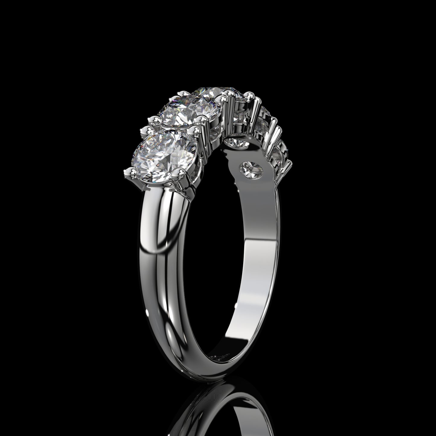 5 Stone Round Lab Diamond Band – Classic Gold Design