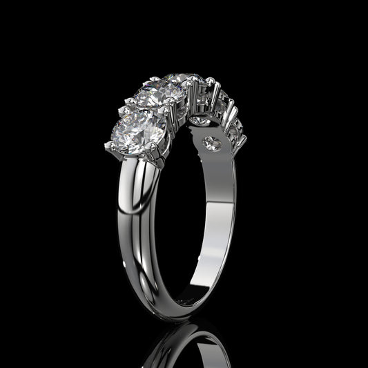 5 Stone Round Lab Diamond Band – Classic Gold Design