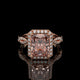 Pink Elongated Radiant Lab Diamond Ring with Hidden Halo & Pavé Gallery