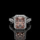 Pink Elongated Radiant Lab Diamond Ring with Hidden Halo & Pavé Gallery