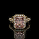 Pink Elongated Radiant Lab Diamond Ring with Hidden Halo & Pavé Gallery