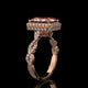 Pink Elongated Radiant Lab Diamond Ring with Hidden Halo & Pavé Gallery