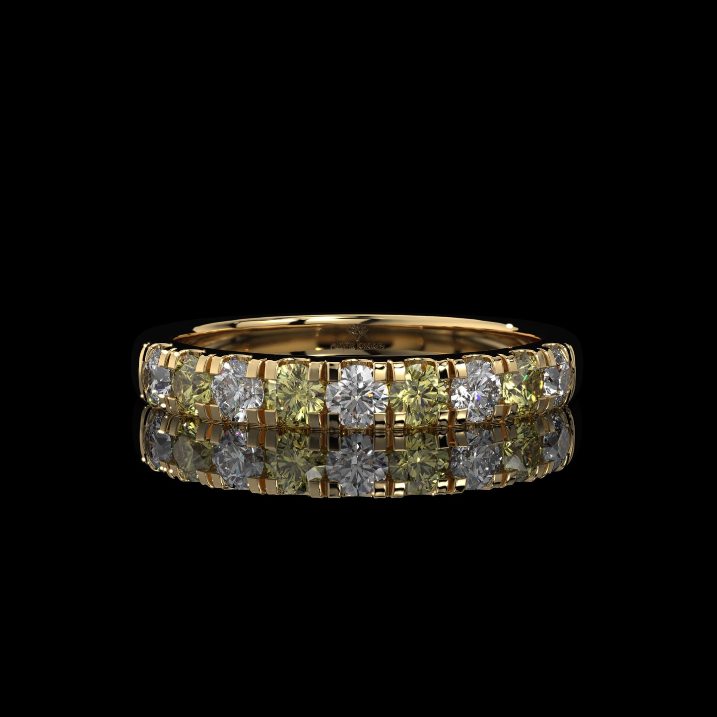 Alternating Yellow & White Round Lab Diamond Band