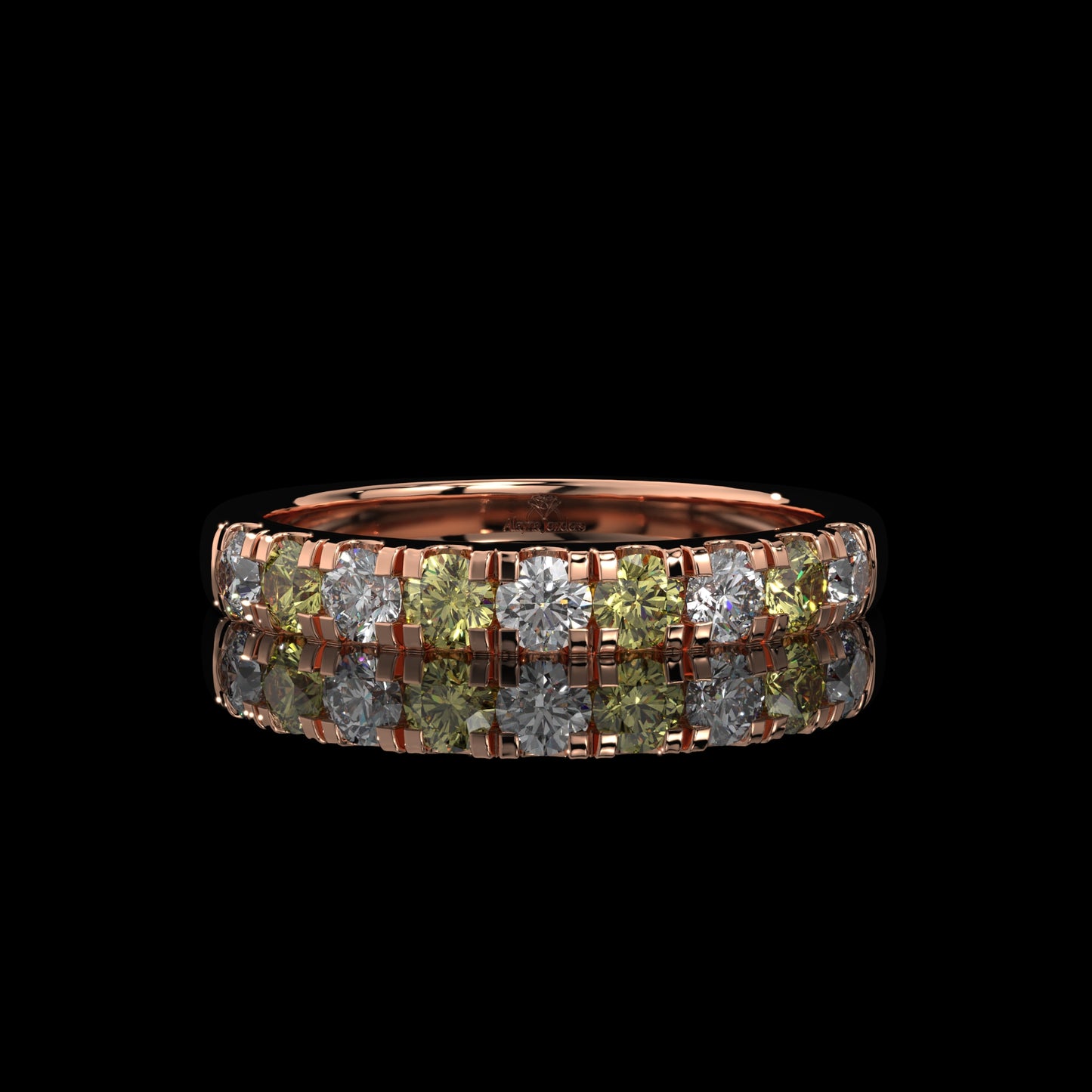Alternating Yellow & White Round Lab Diamond Band