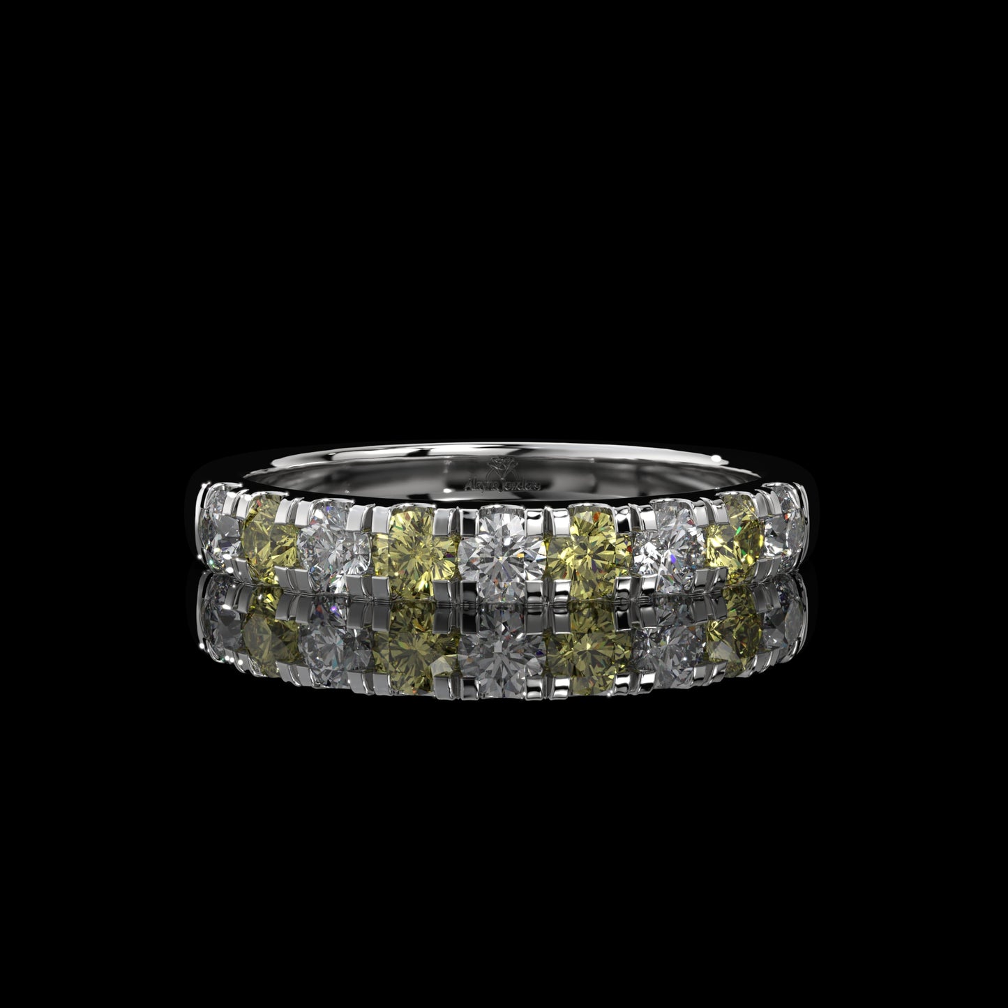 Alternating Yellow & White Round Lab Diamond Band