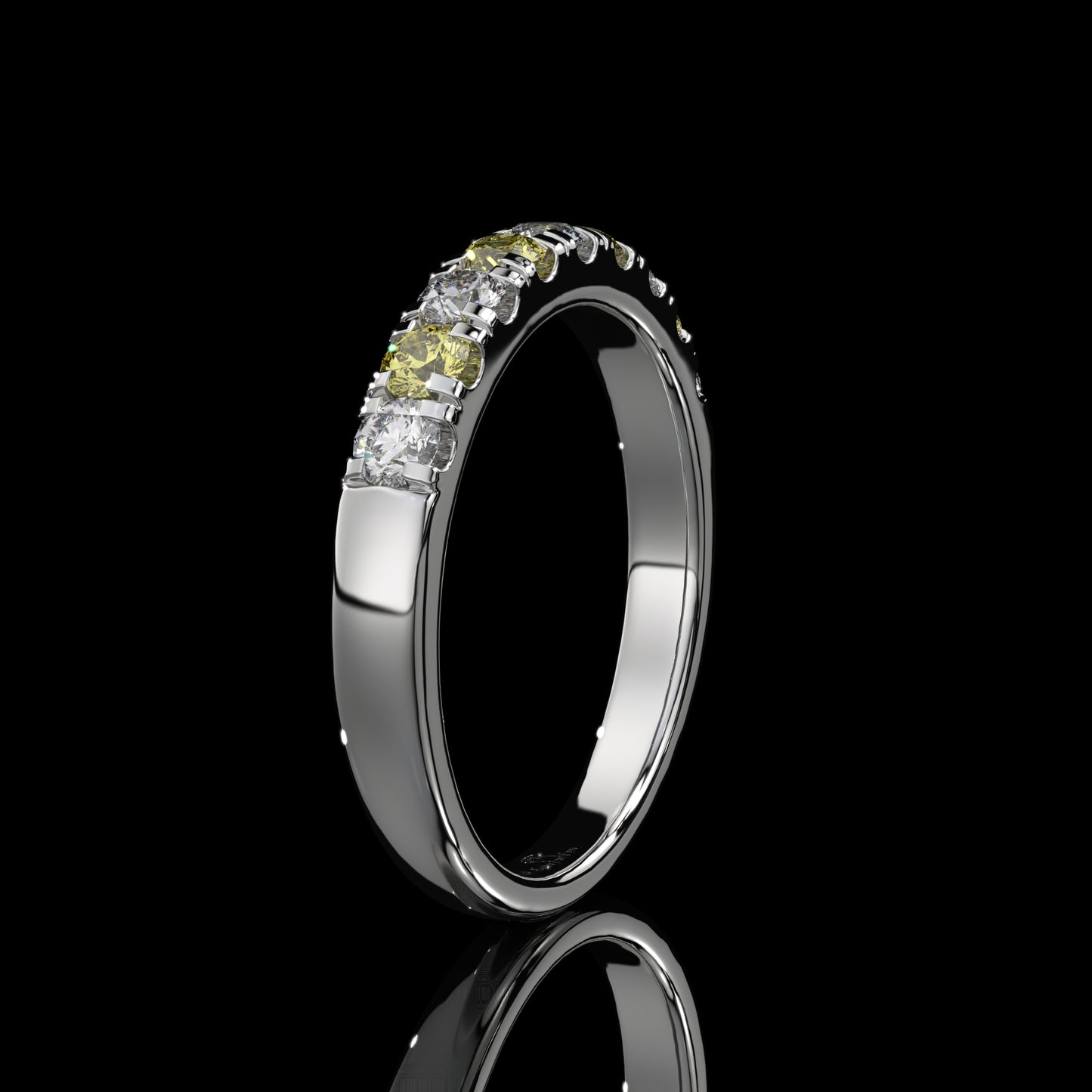 Alternating Yellow & White Round Lab Diamond Band