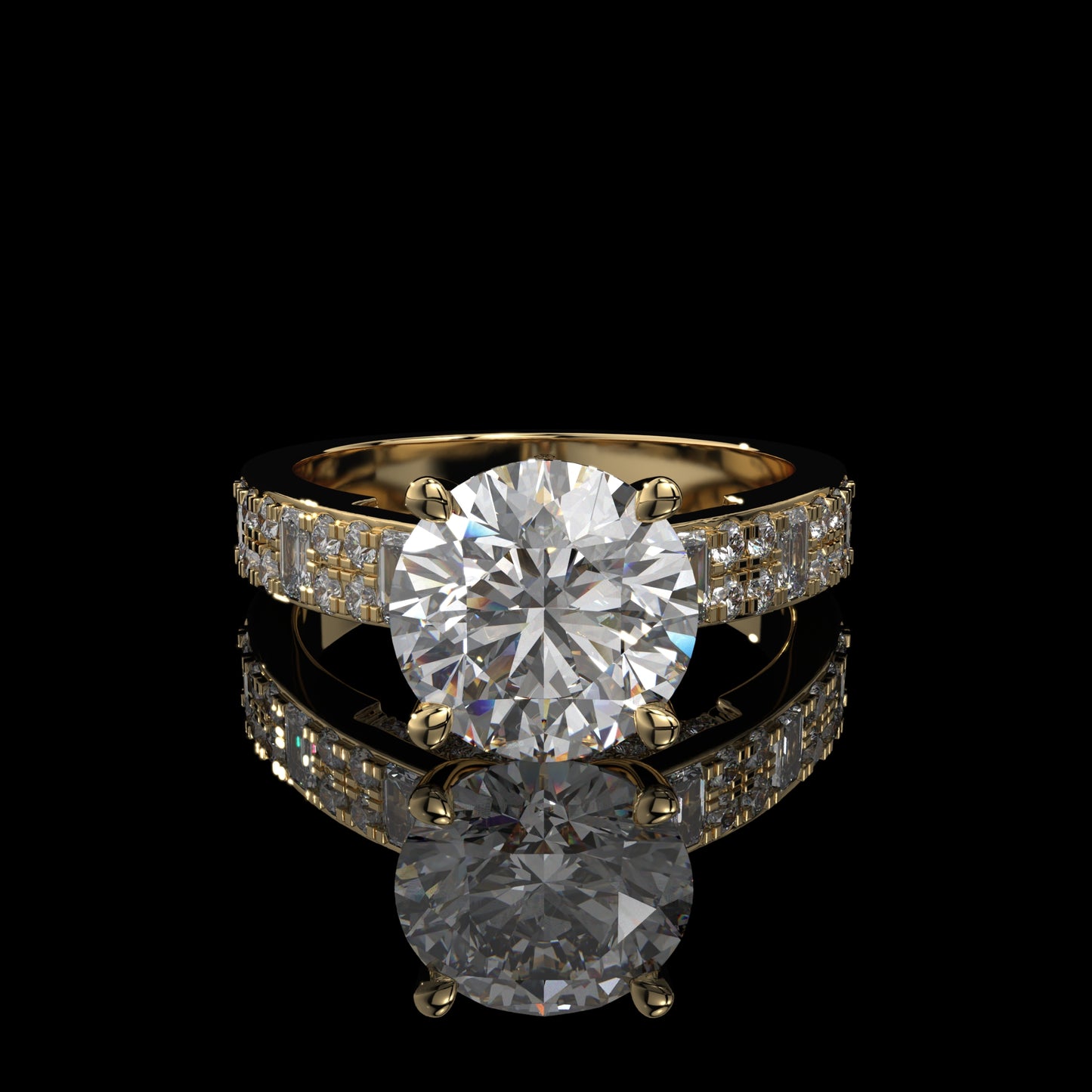 Round Lab Diamond Engagement Ring – Hidden Halo Cathedral Setting