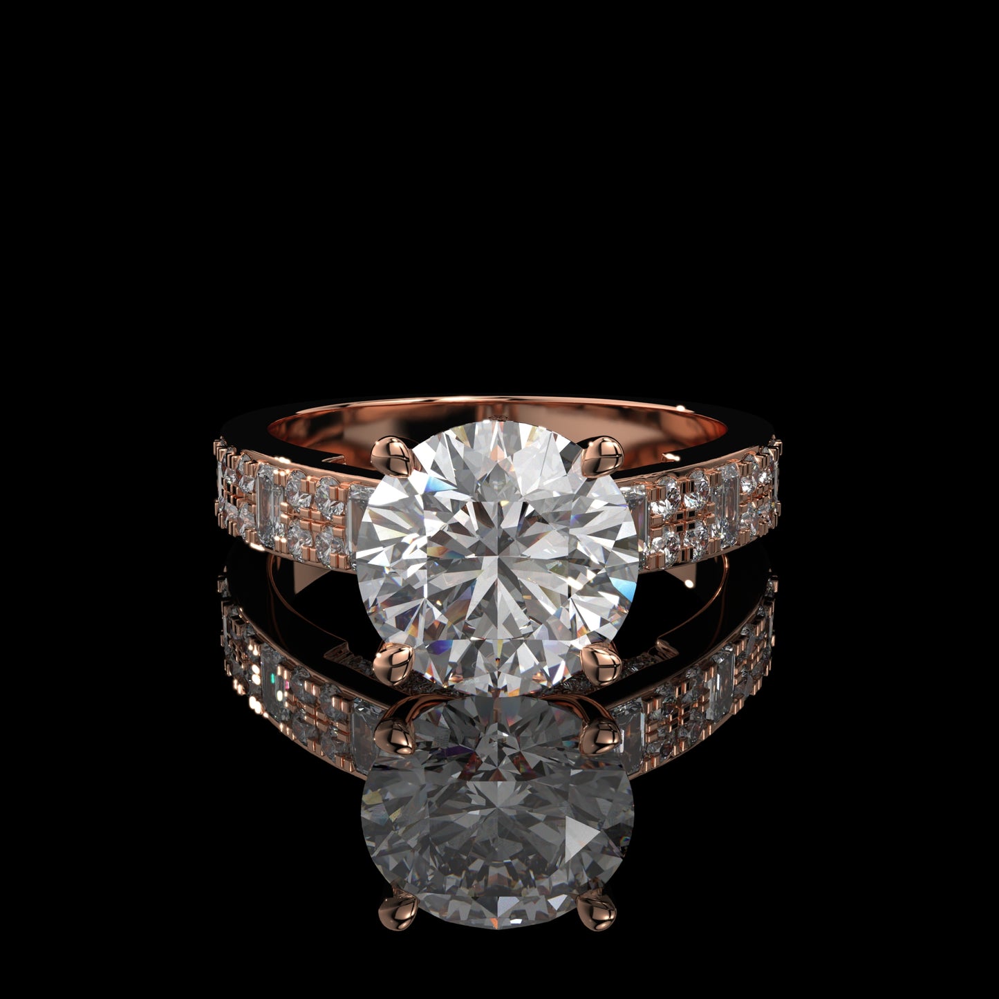 Round Lab Diamond Engagement Ring – Hidden Halo Cathedral Setting