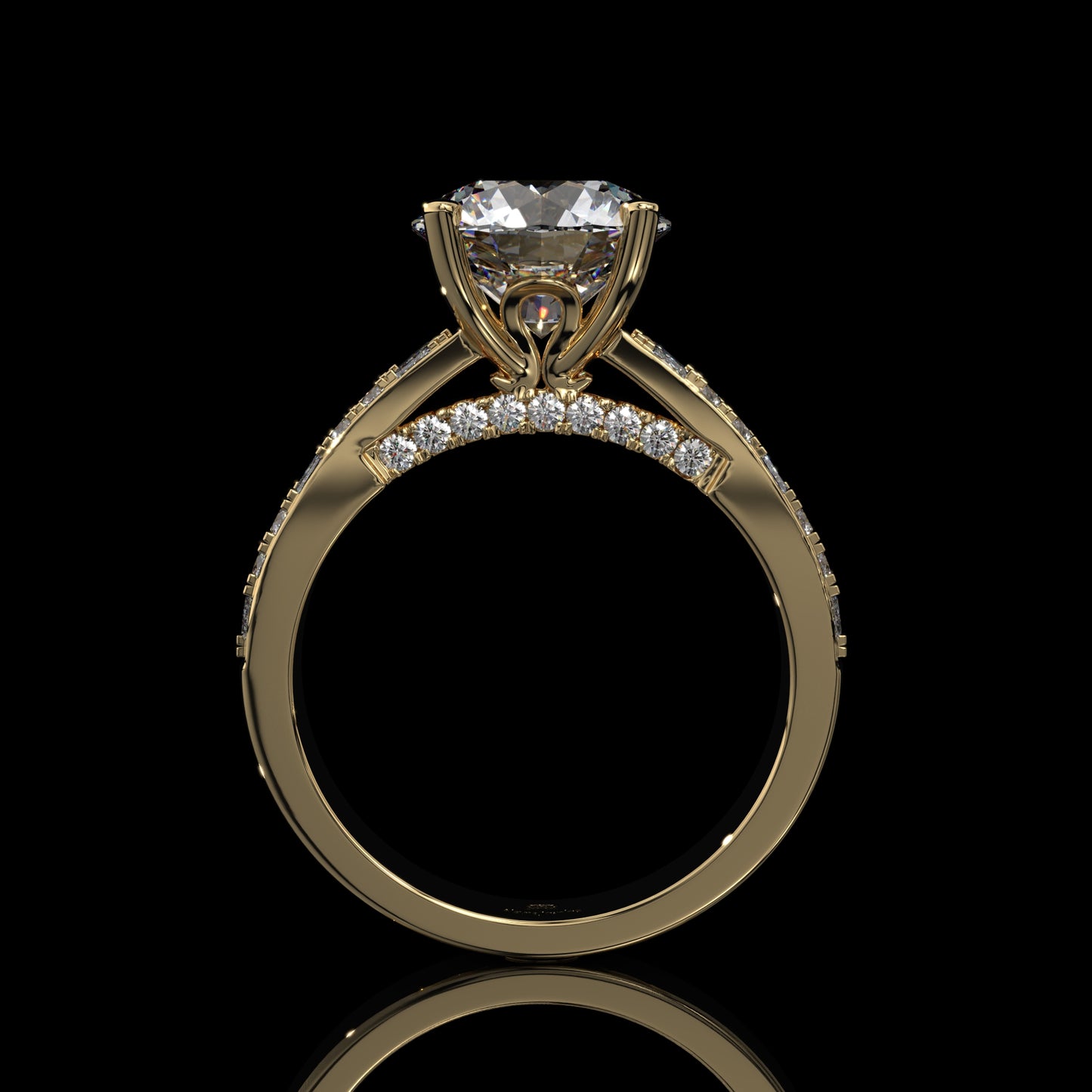 Round Lab Diamond Engagement Ring – Hidden Halo Cathedral Setting