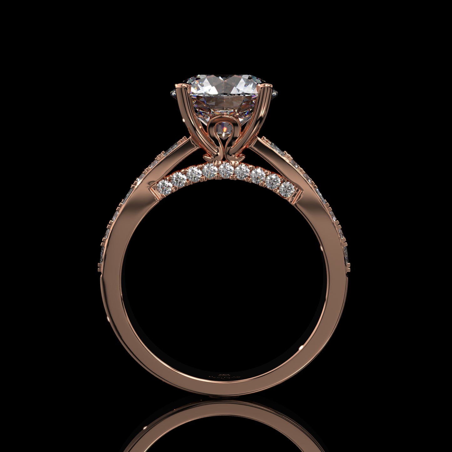 Round Lab Diamond Engagement Ring – Hidden Halo Cathedral Setting