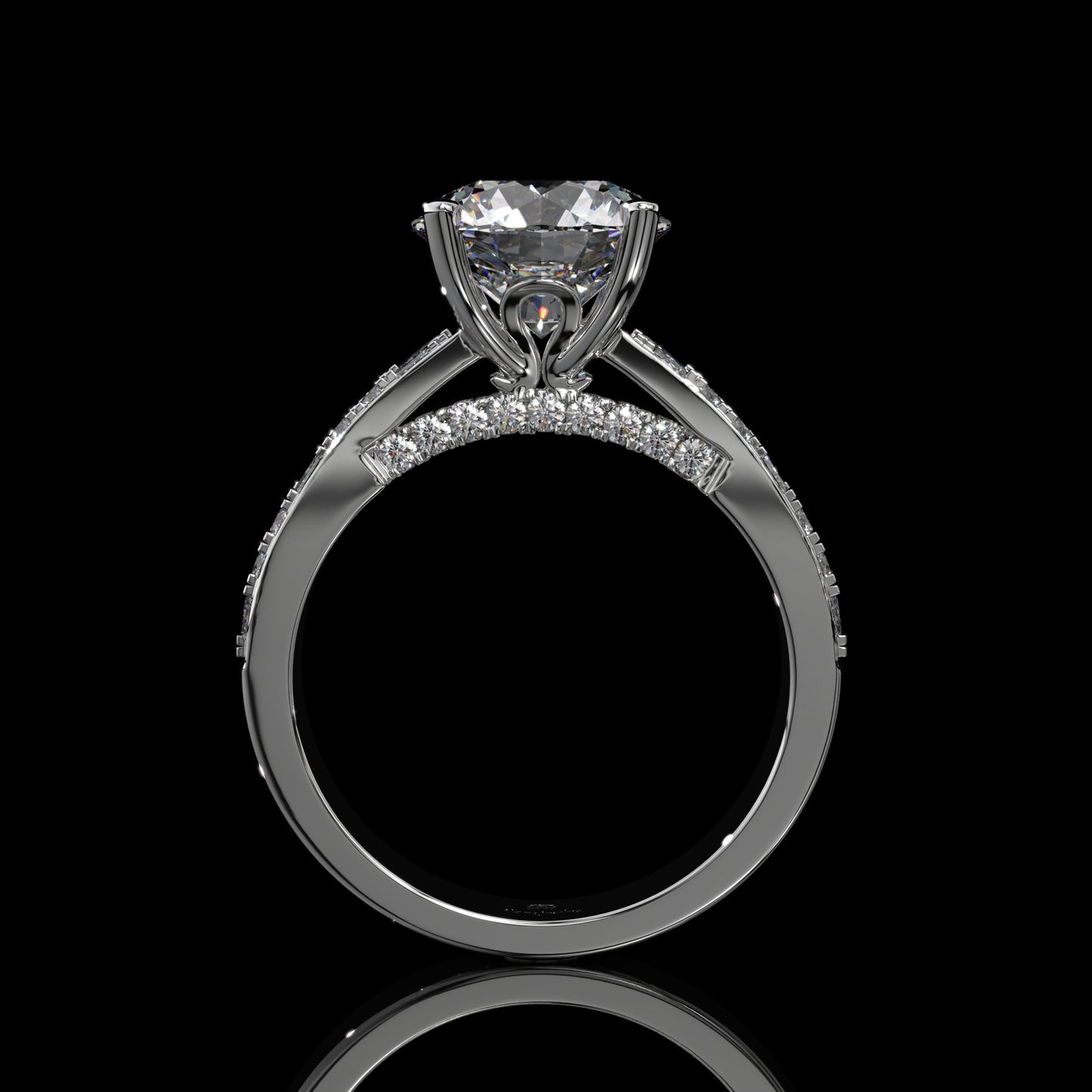 Round Lab Diamond Engagement Ring – Hidden Halo Cathedral Setting