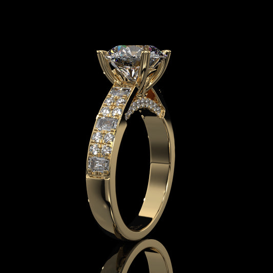 Round Lab Diamond Engagement Ring – Hidden Halo Cathedral Setting
