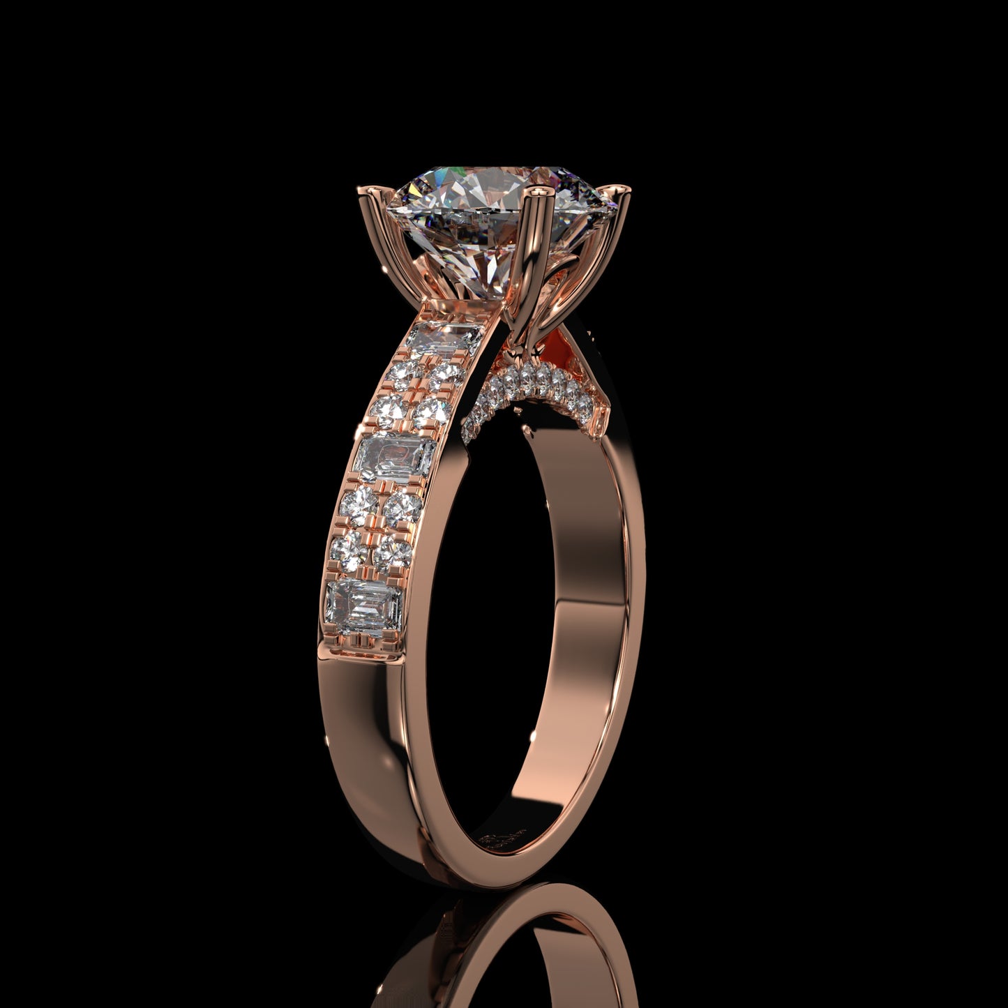 Round Lab Diamond Engagement Ring – Hidden Halo Cathedral Setting
