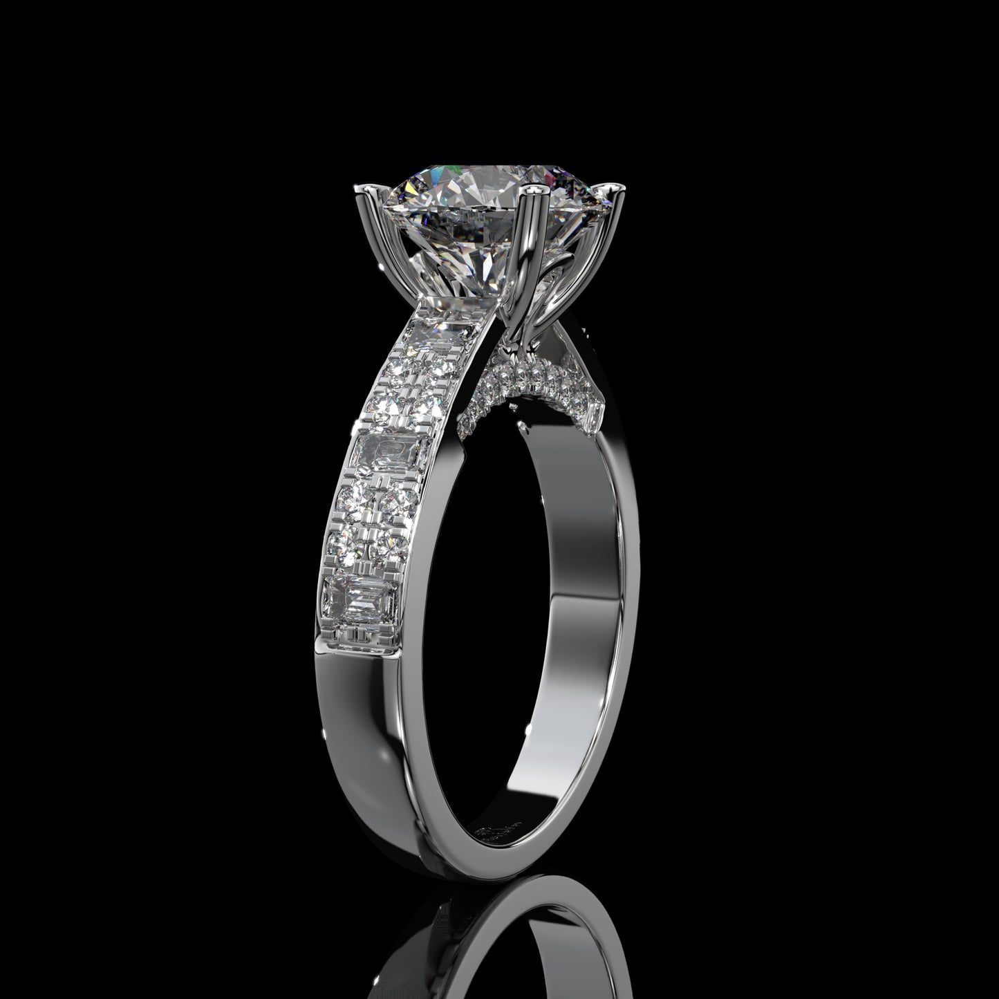 Round Lab Diamond Engagement Ring – Hidden Halo Cathedral Setting