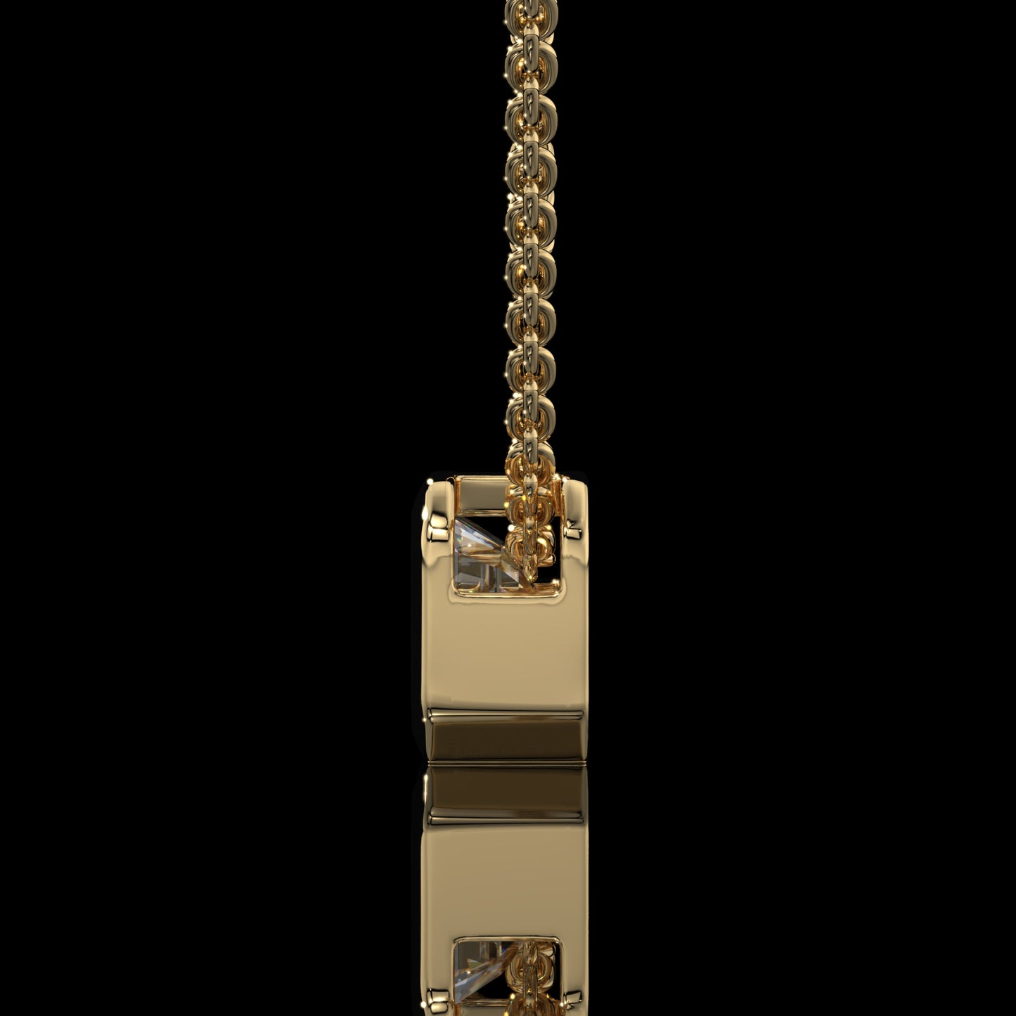 Emerald Cut Bezel Set Lab Diamond Pendant Necklace