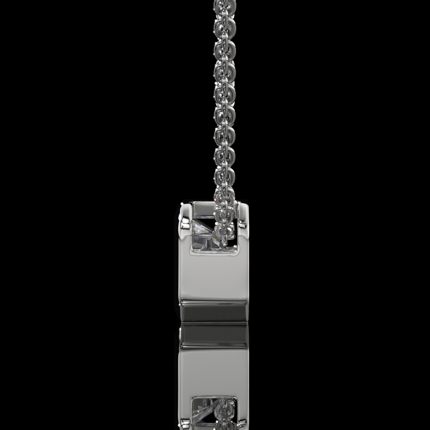 Emerald Cut Bezel Set Lab Diamond Pendant Necklace