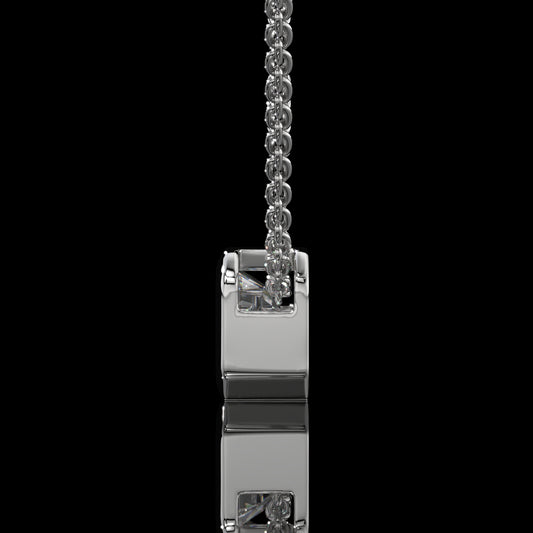 Emerald Cut Bezel Set Lab Diamond Pendant Necklace